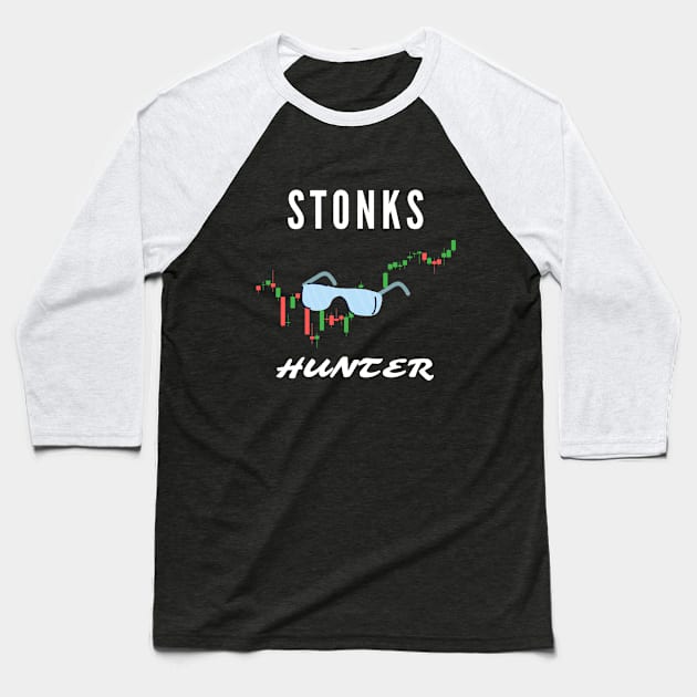 Stonks Hunter 2 Baseball T-Shirt by Trader Shirts